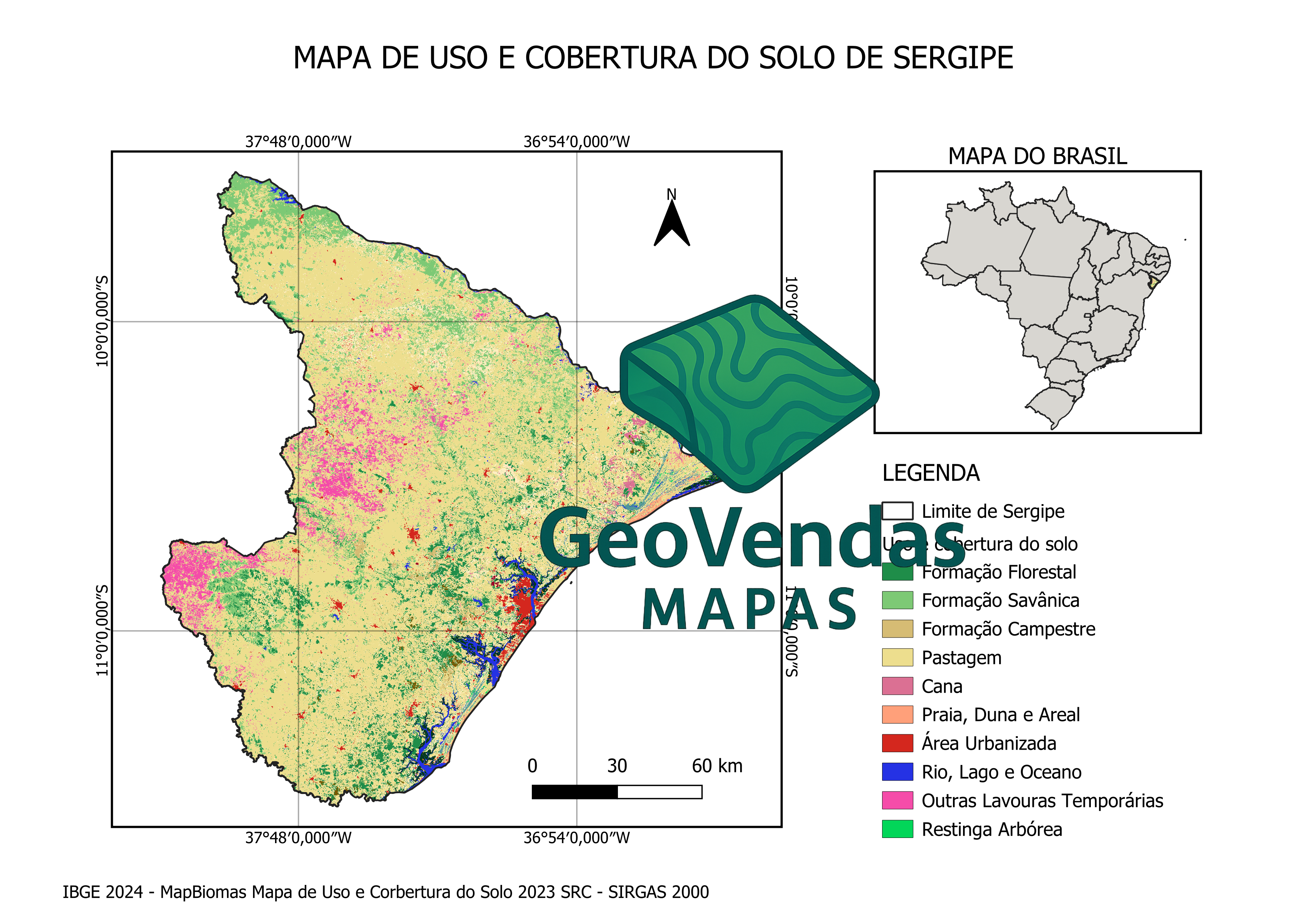 Mapa de Uso e Cobertura do Solo de Sergipe